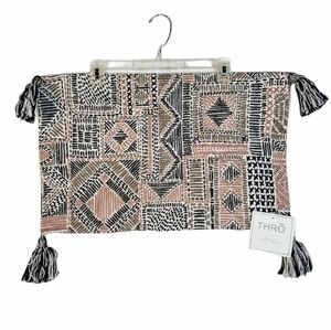 THRO geometric pillowcase with tassels NWT